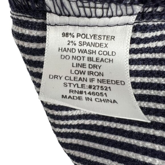 Monteau Striped Ruffle Sleeve Blouse Navy Blue White Size XL - Picture 9 of 11